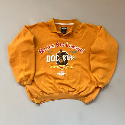 Vintage Yellow Dockers Major Big League Collared Sweatshirt