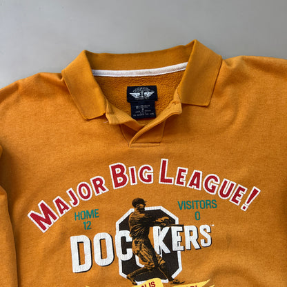Vintage Yellow Dockers Major Big League Collared Sweatshirt