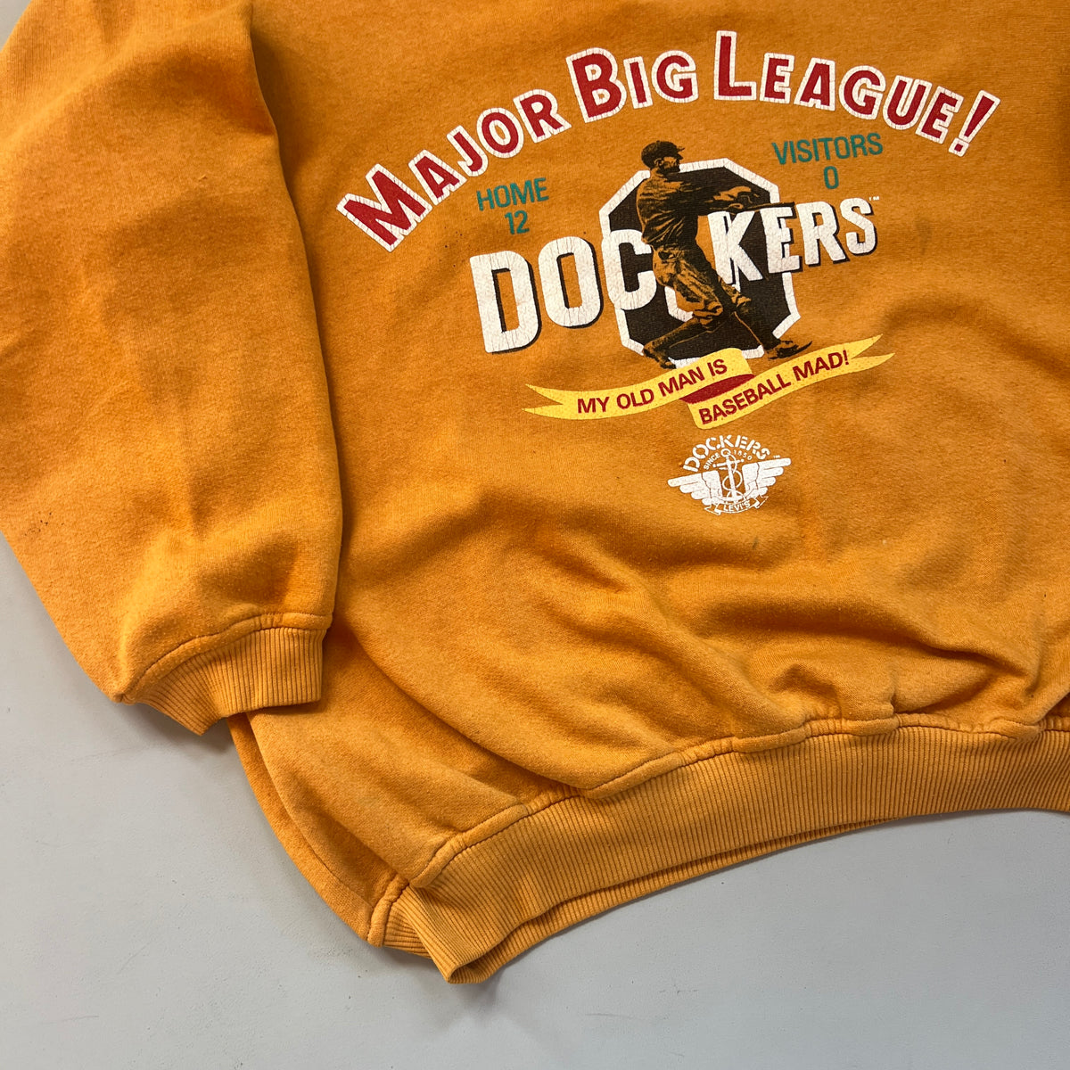 Vintage Yellow Dockers Major Big League Collared Sweatshirt