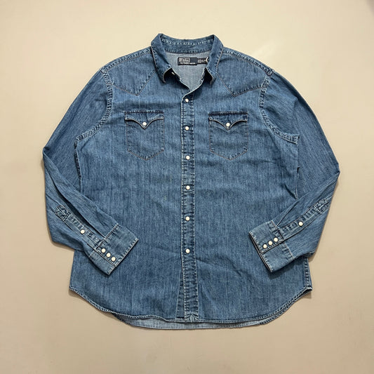 XL 1990s Denim Polo Ralph Lauren Hunters Button Shirt