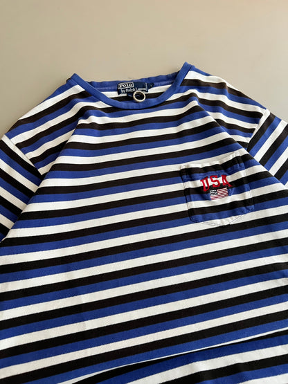 Large 2000s Polo Ralph Lauren Embroidered Striped T-shirt