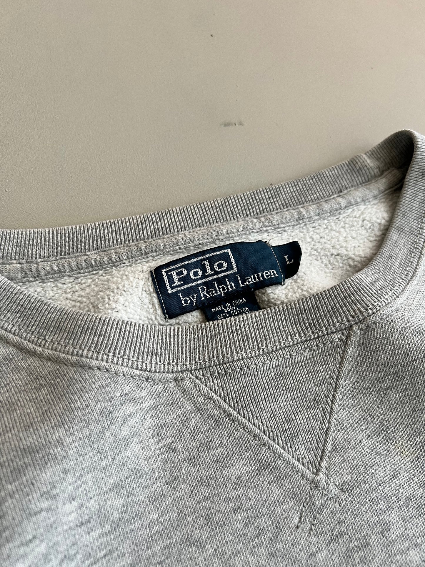 Large 2000s Grey Polo Ralph Lauren Sweatshirt