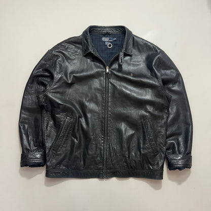 XXL 1990s Black Polo Ralph Lauren Leather Jacket