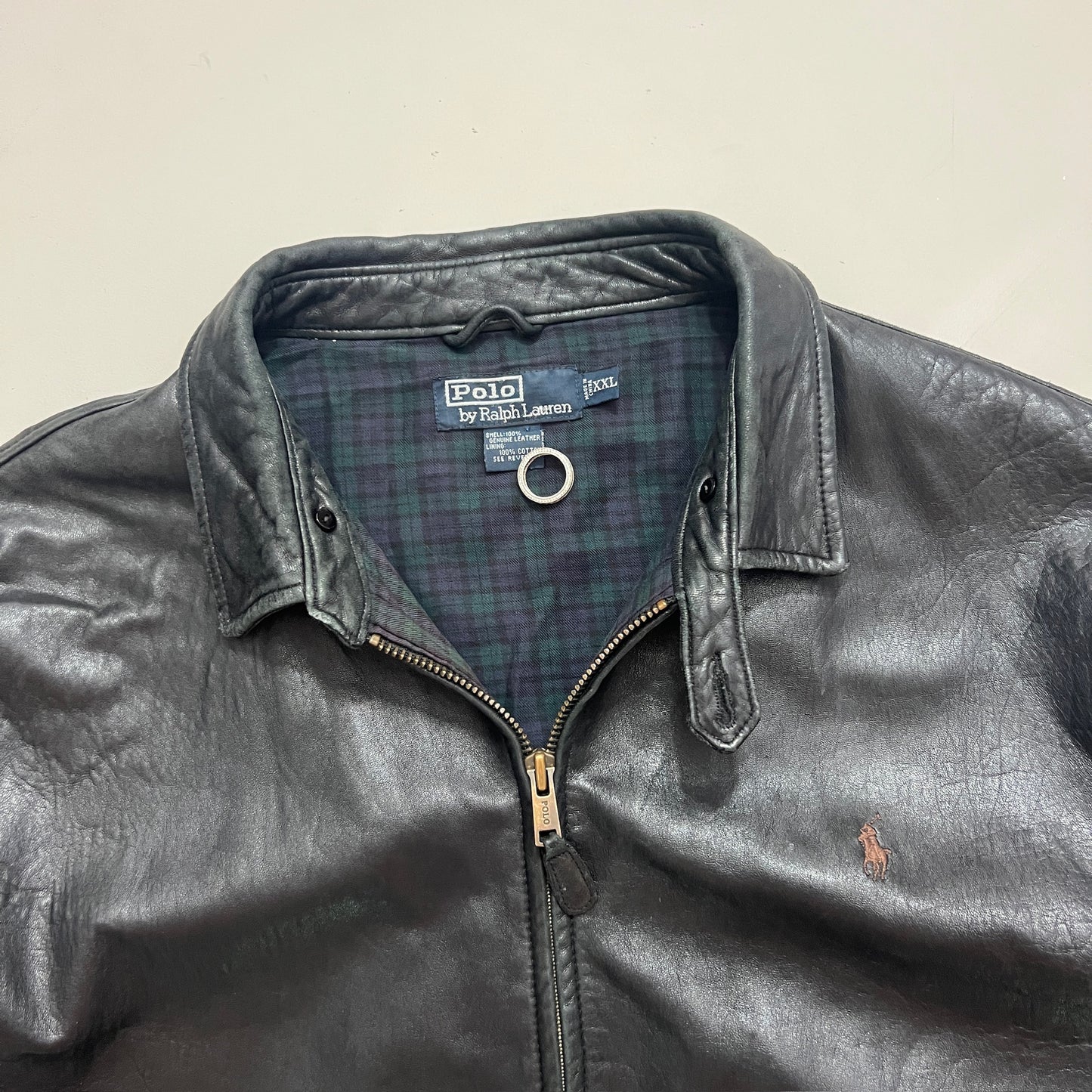 XXL 1990s Black Polo Ralph Lauren Leather Jacket