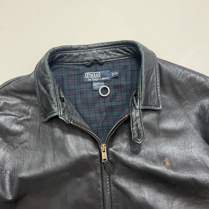 XXL 1990s Black Polo Ralph Lauren Leather Jacket