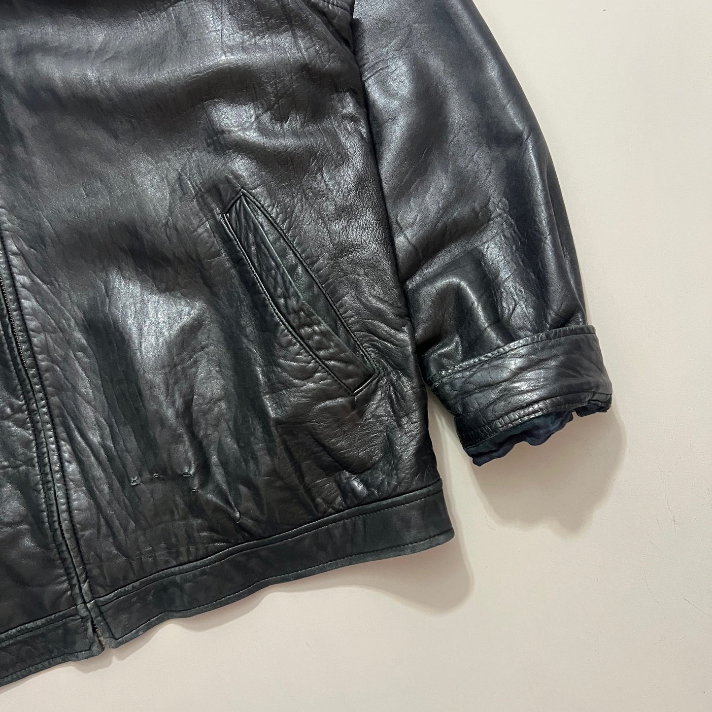 XXL 1990s Black Polo Ralph Lauren Leather Jacket