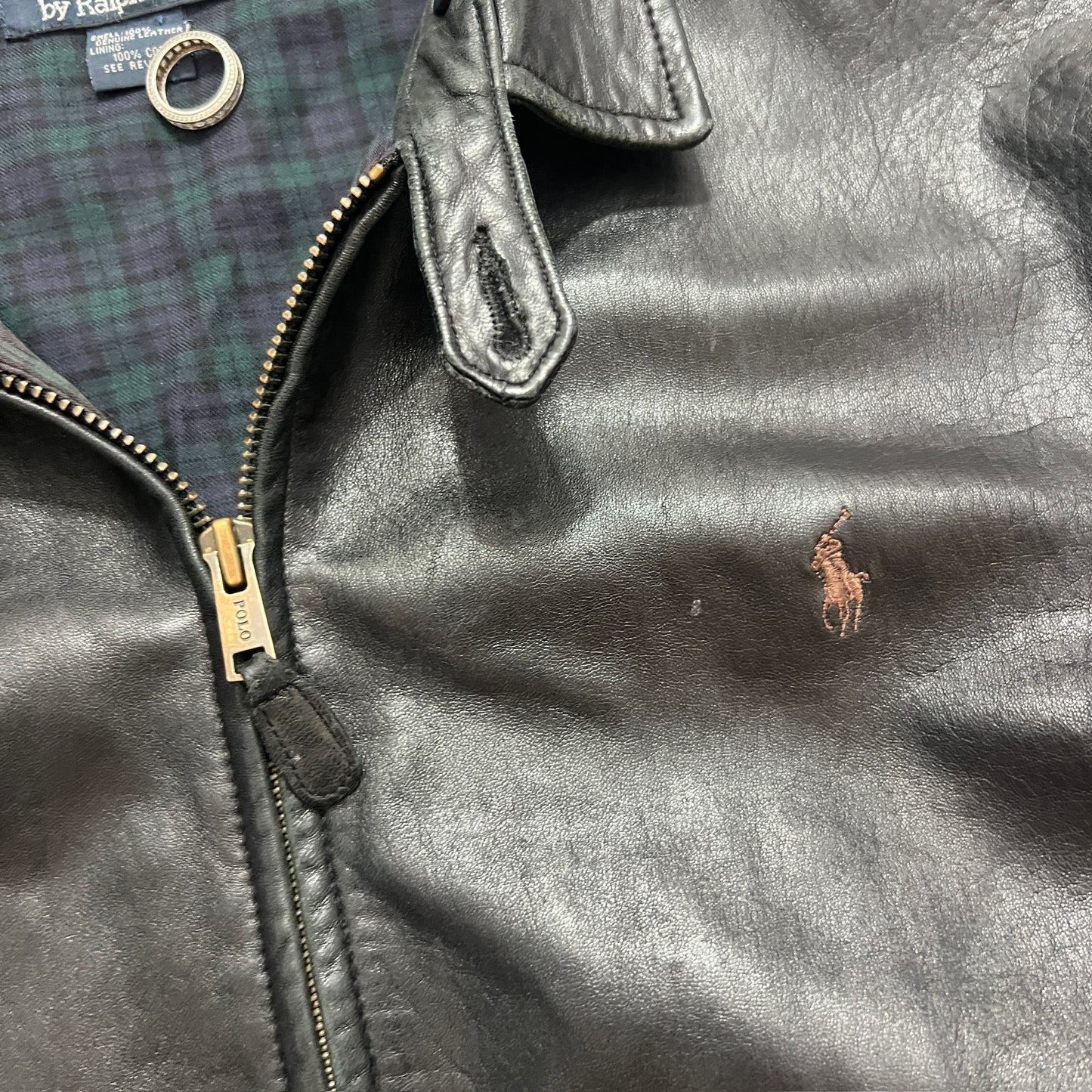 XXL 1990s Black Polo Ralph Lauren Leather Jacket
