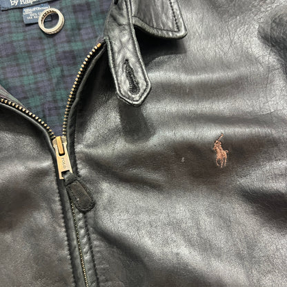 XXL 1990s Black Polo Ralph Lauren Leather Jacket