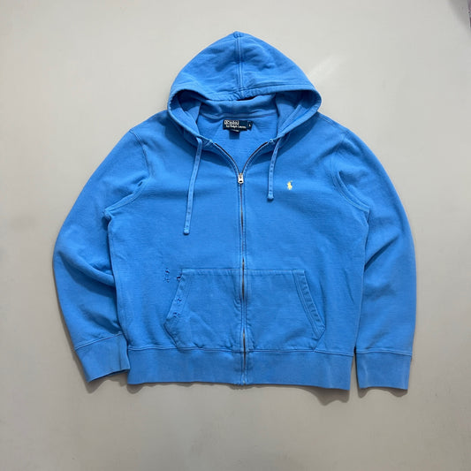 Large 2000s Baby Blue Polo Ralph Lauren Full Zip Sweatshirt