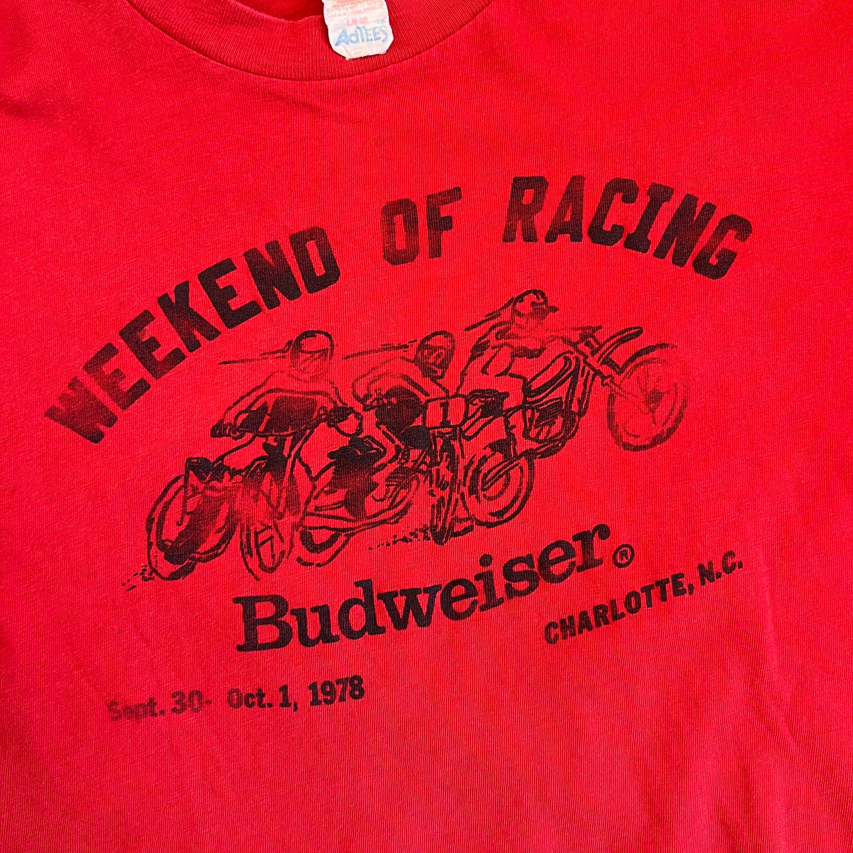 Large 1978 Budweiser Charlotte NC Weekend of Racing  T-shirt