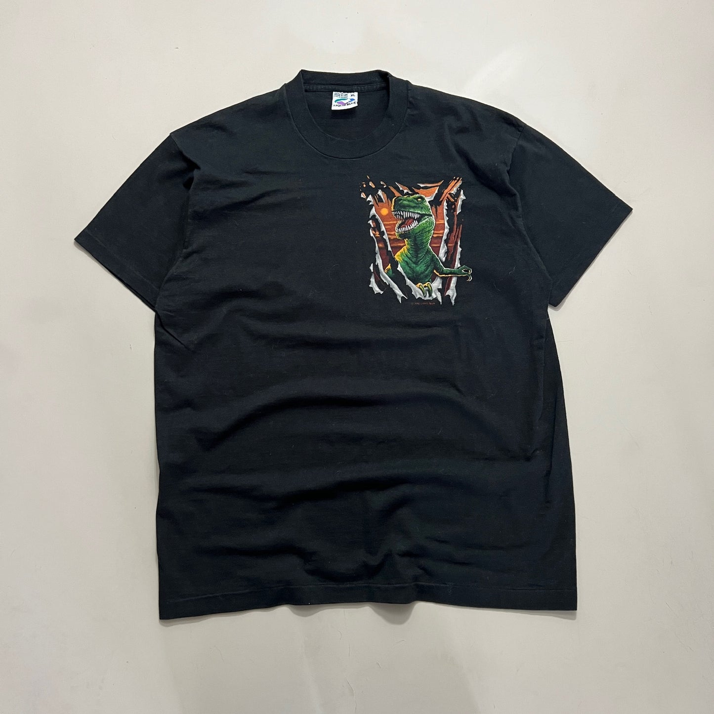 XL 1995 Liquid Blue Dinosuar T-shirt