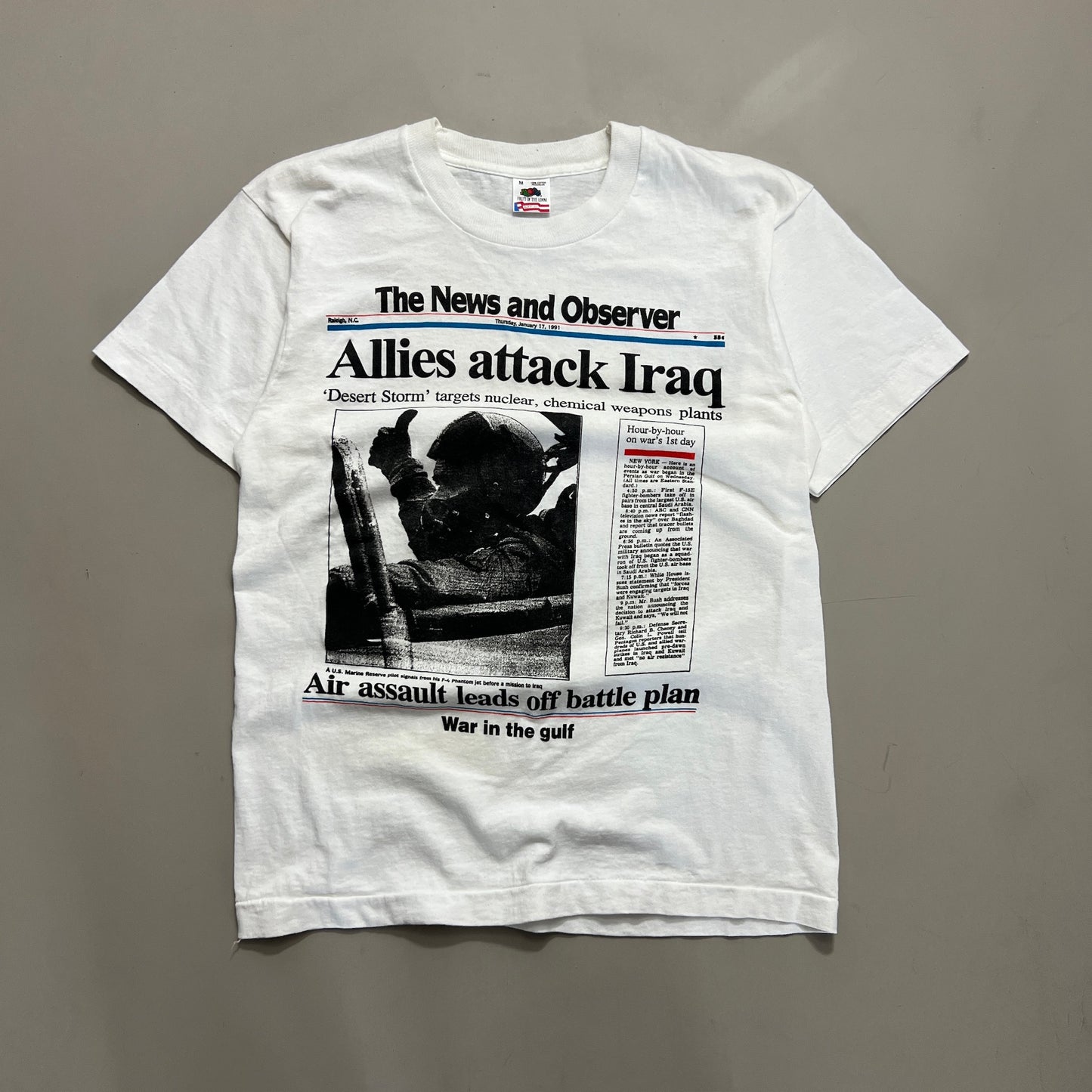 Medium 1991 Allies Attack Iraq Newspaper T-shirt