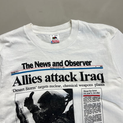 Medium 1991 Allies Attack Iraq Newspaper T-shirt
