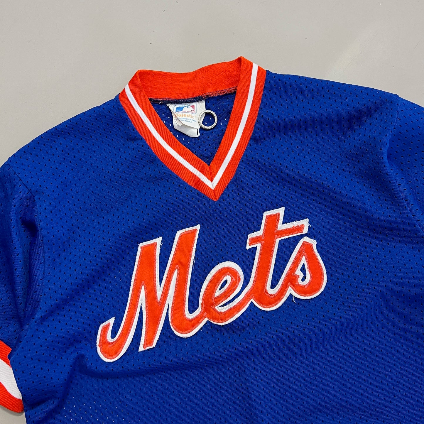 Large 1980s New York Mets Majestic Mesh Jersey