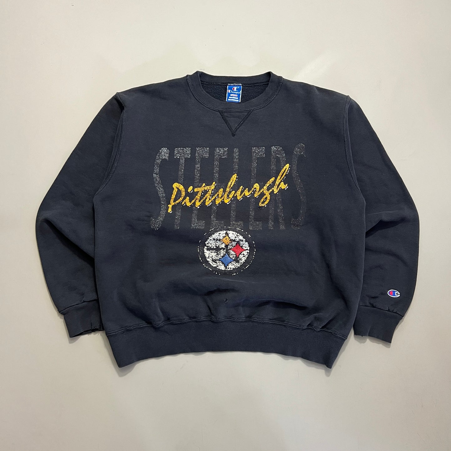 XL 1990s Distressed Pittsburgh Steelers Champion Sweatshirt