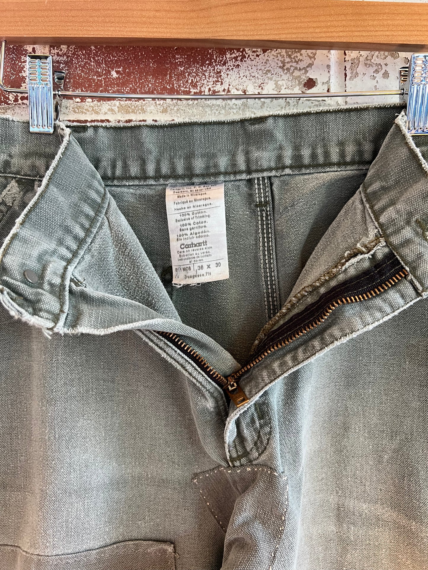 34x28 Distressed Olive Carhartt Pants
