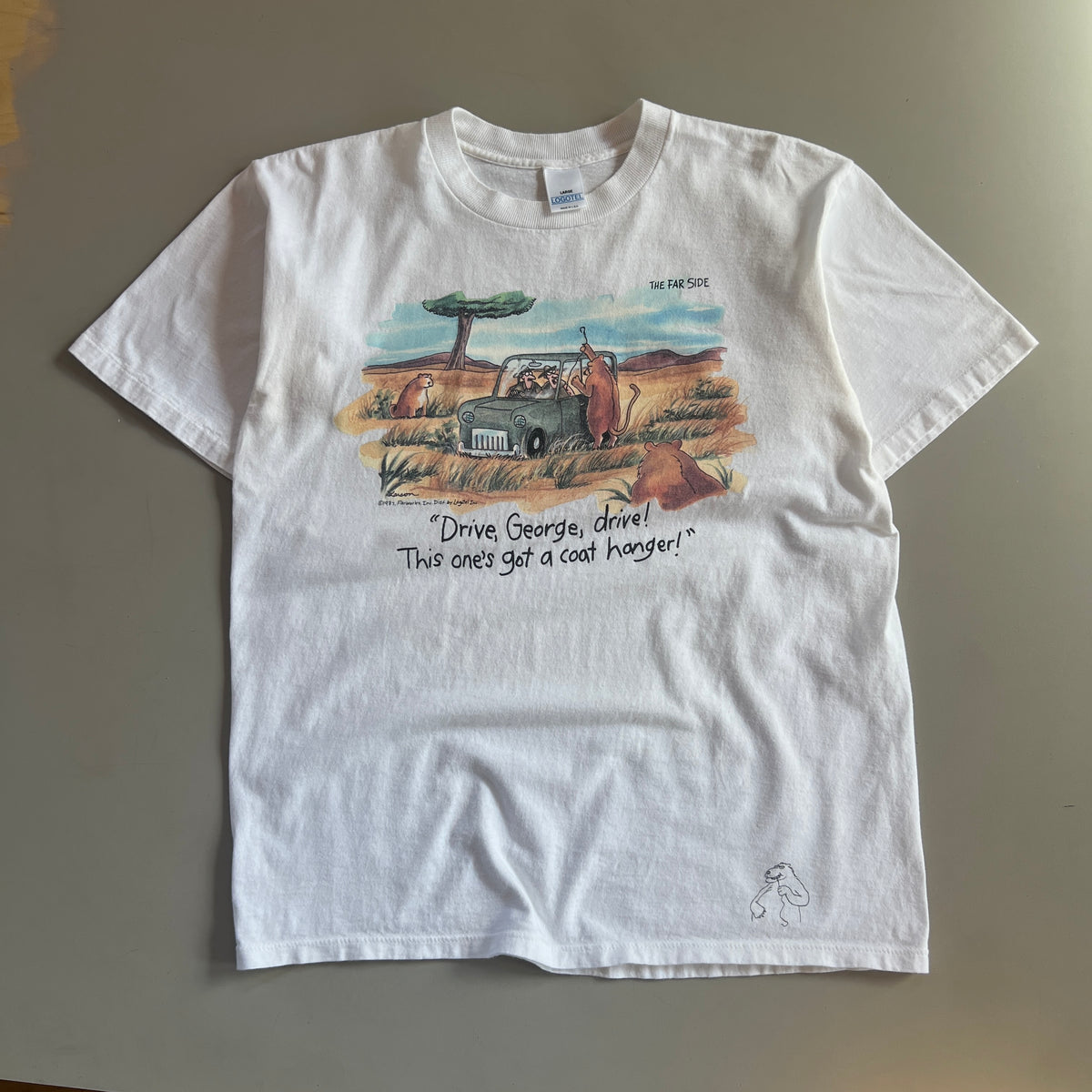 Large 1980s The Far Side Drive George Drive T-shirt