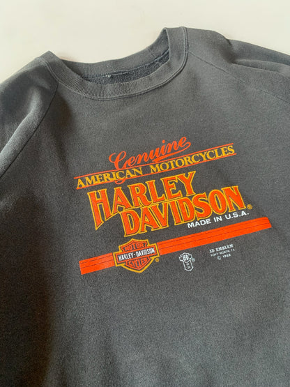 Large 1987 Harley Davidson Genuine Motorcycles 3D Emblem Sweatshirt