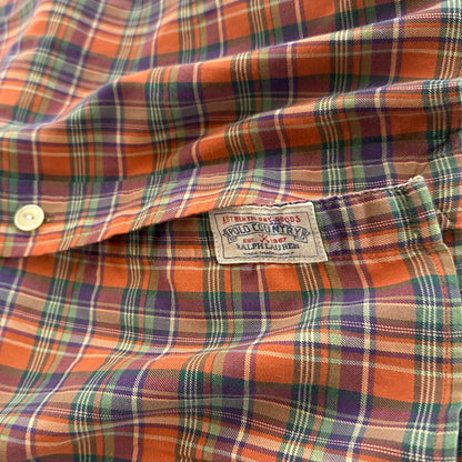 XL 90s Orange Polo Ralph Lauen Plaid Button shirt