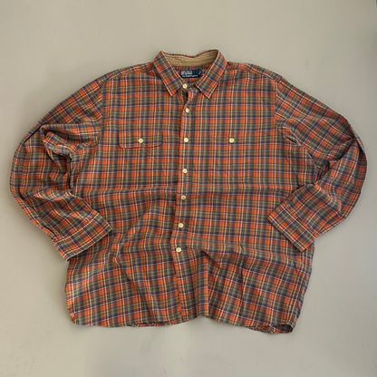 XL 90s Orange Polo Ralph Lauen Plaid Button shirt