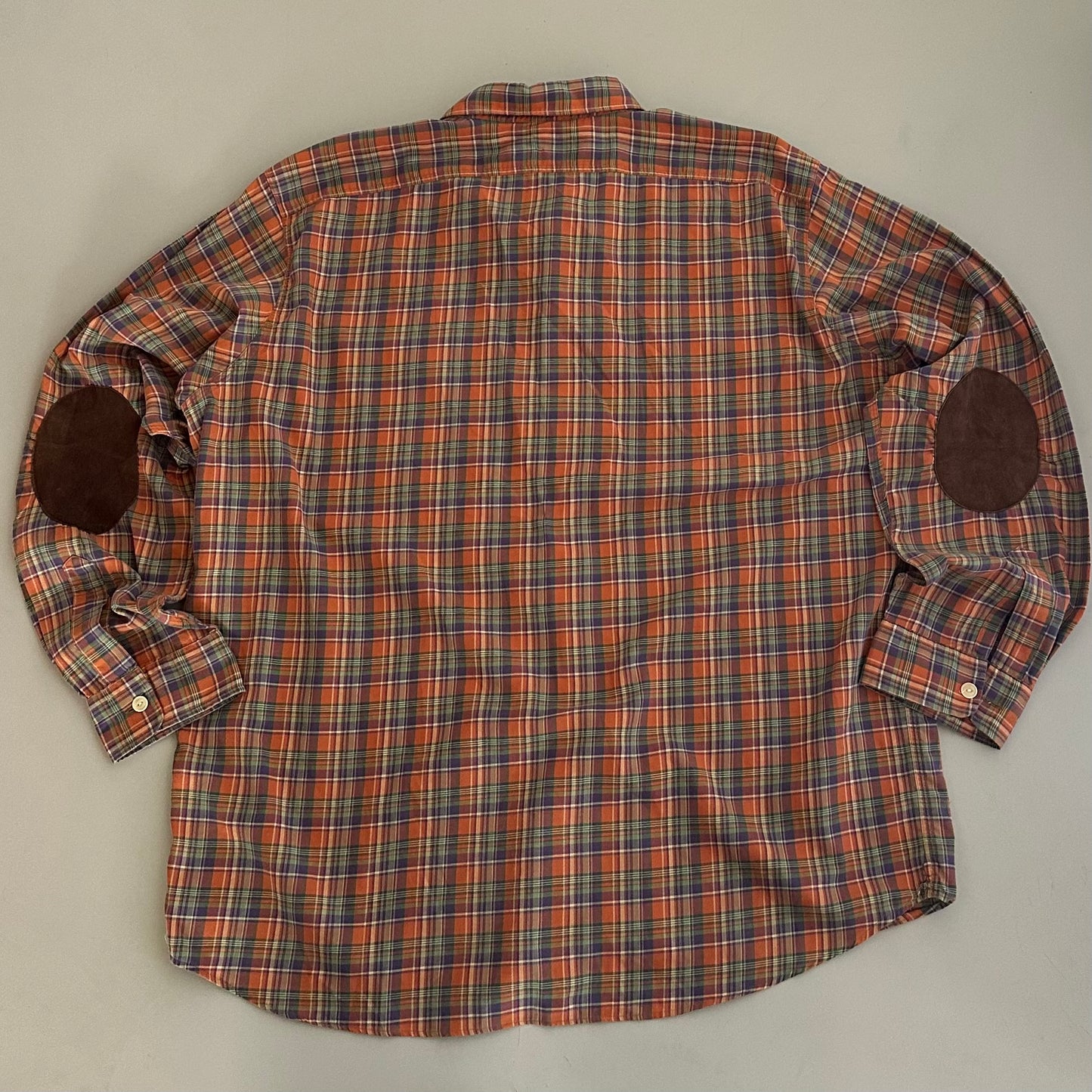 XL 90s Orange Polo Ralph Lauen Plaid Button shirt