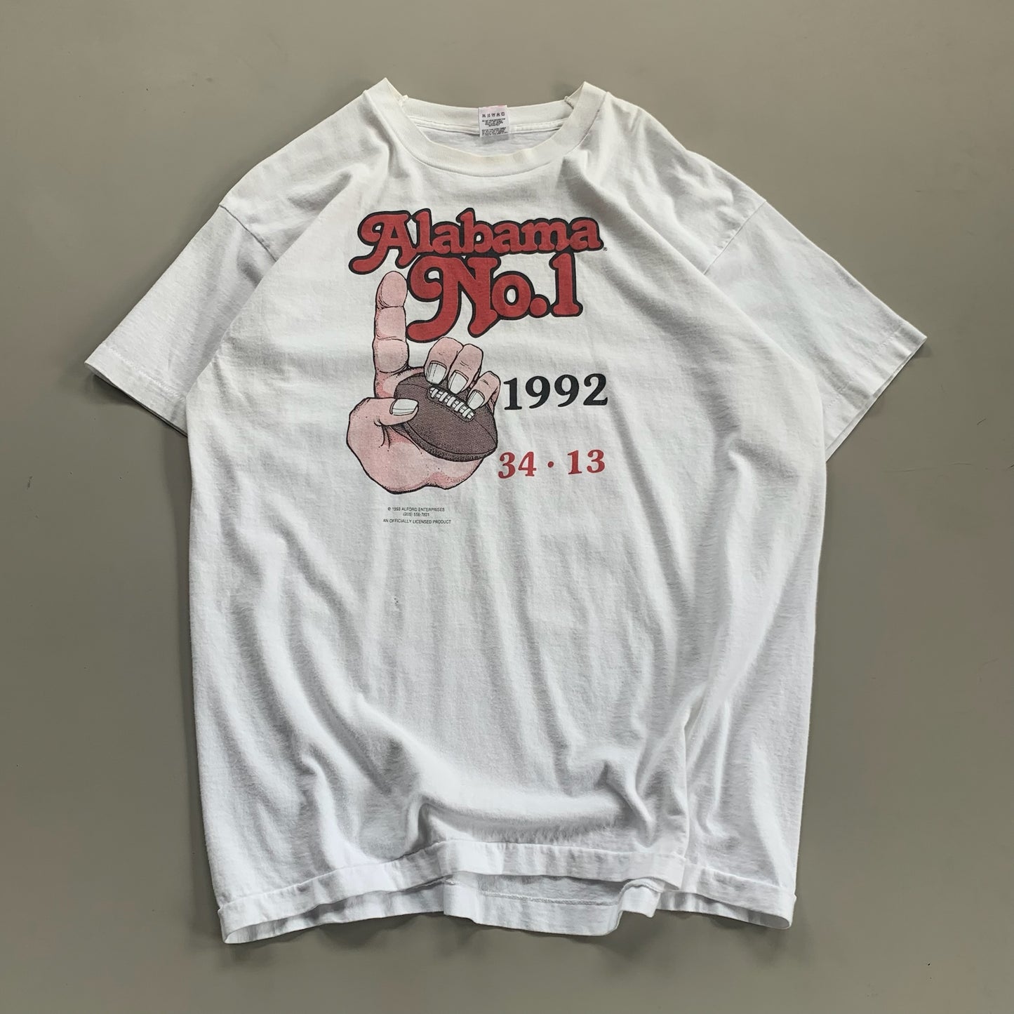 XL 1992 Alabama No.1 Champion T-shirt