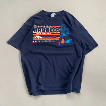XL 1998 Denver Broncos Schedule T-shirt