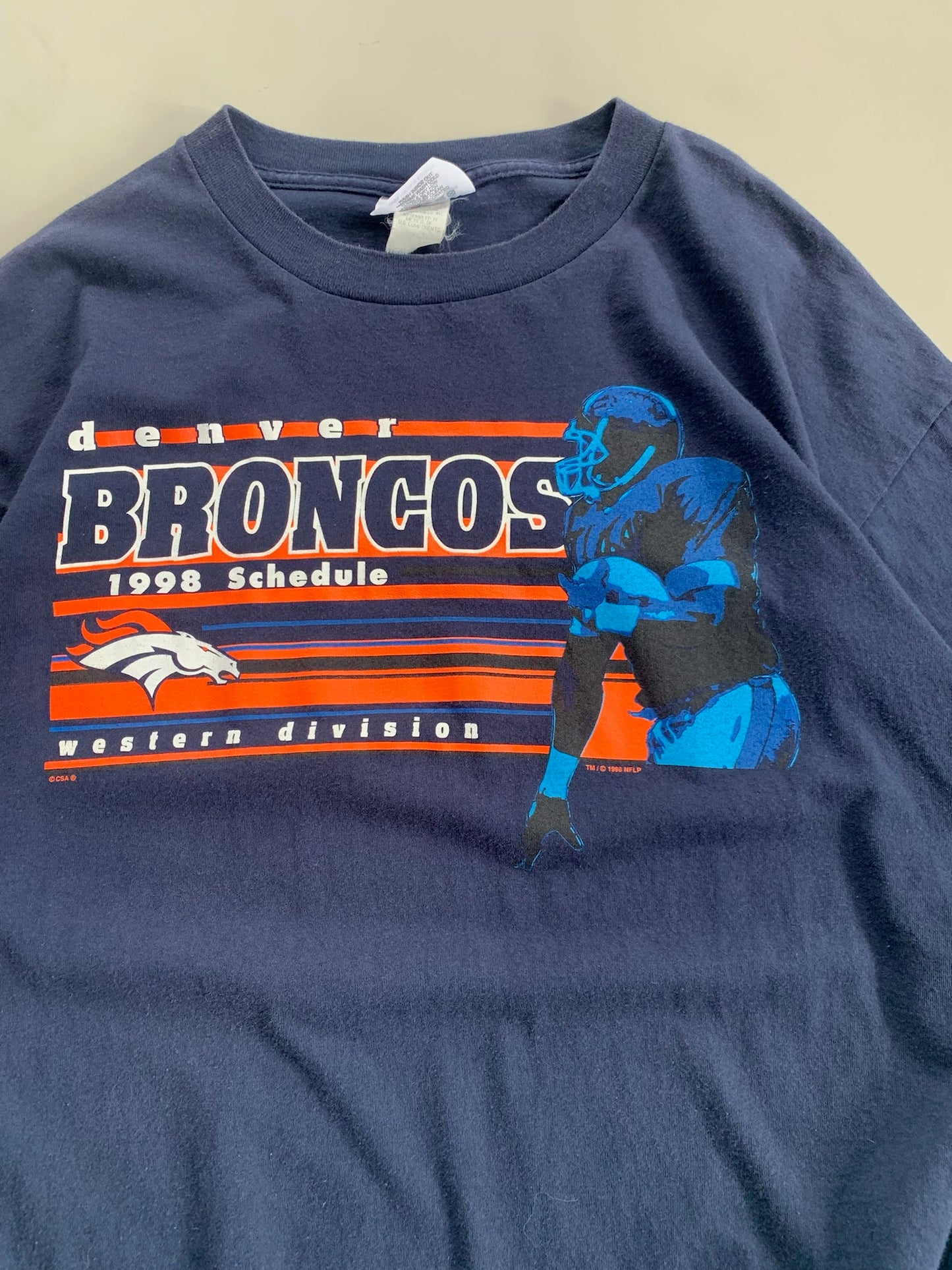 XL 1998 Denver Broncos Schedule T-shirt