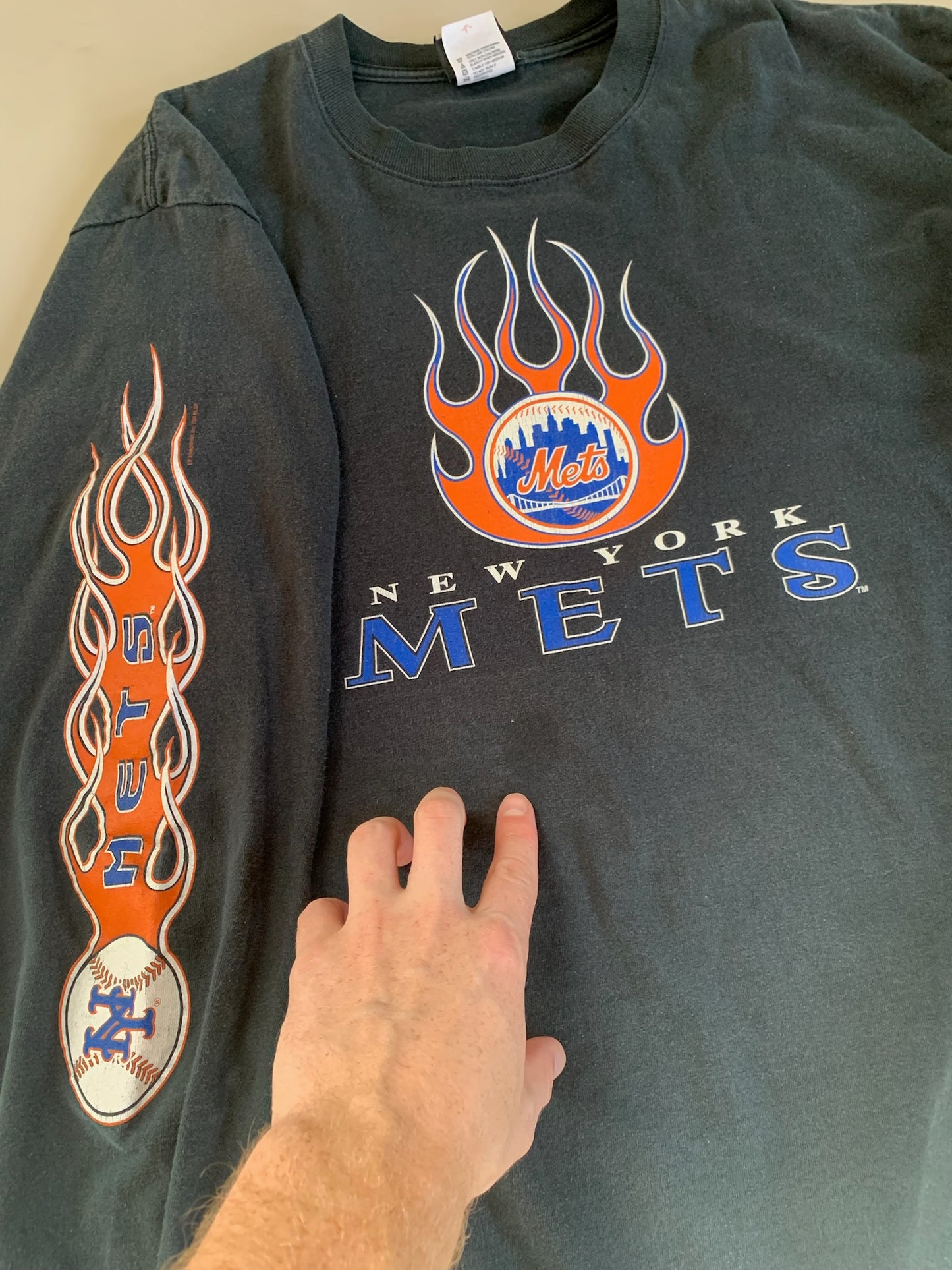 Large 2000s New York Mets Liquid Blue T-shirt