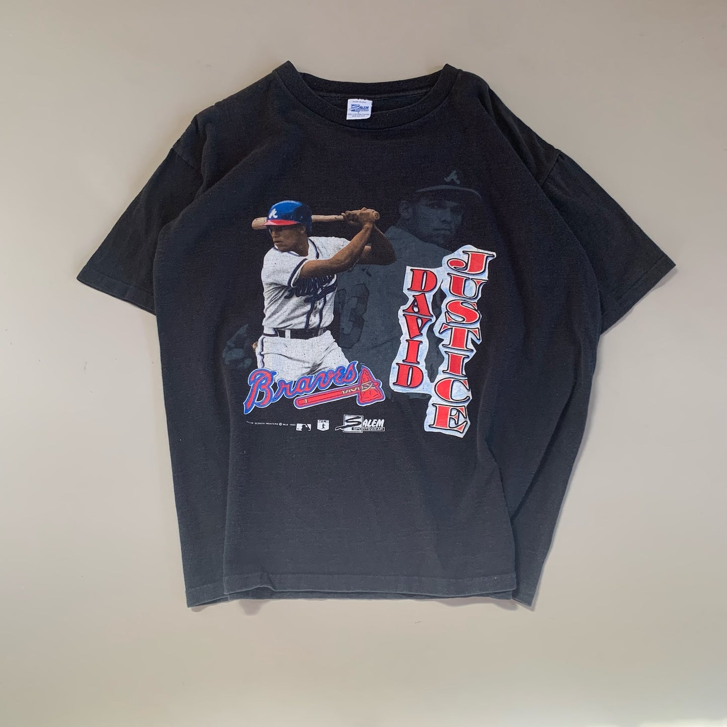 Large 1989 David Justice Atlanta Braves T-shirt