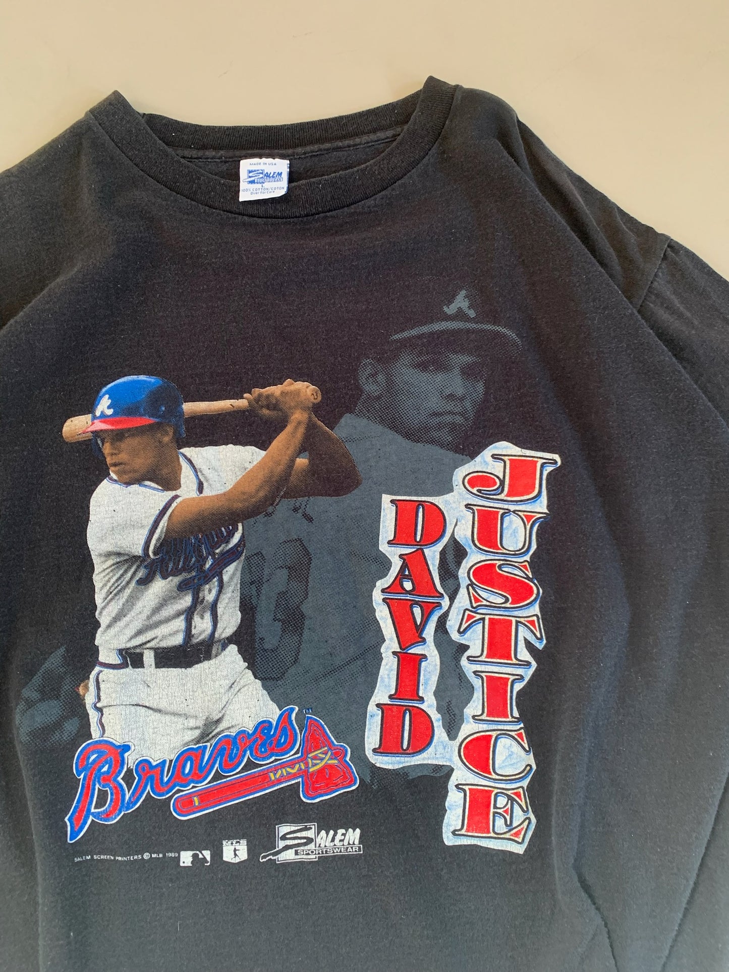 Large 1989 David Justice Atlanta Braves T-shirt