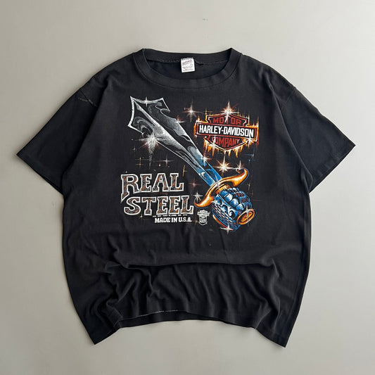 Large 1980s Harley Davidson Real Steel T-shirt