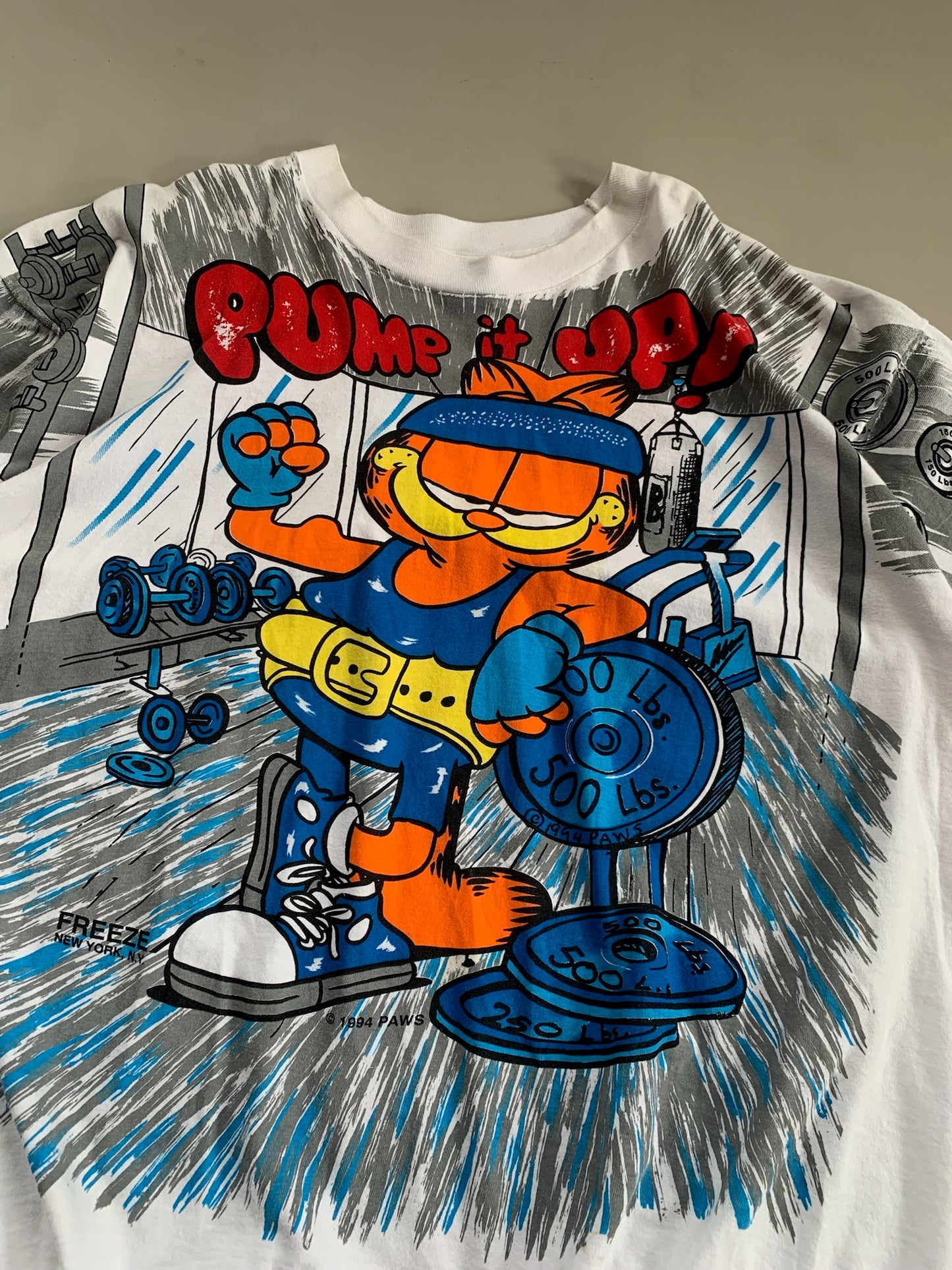 XL 1994 Garfield Pump Me Up AOP T-shirt