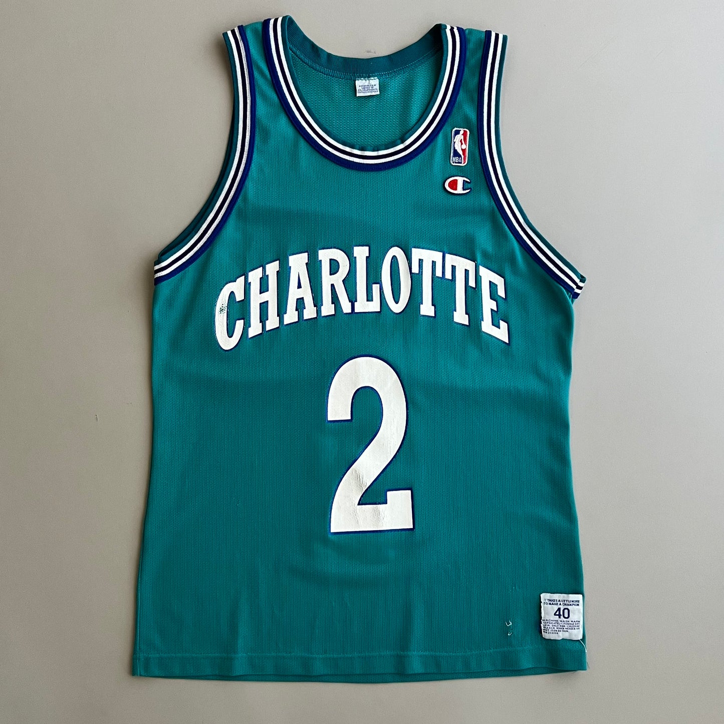 Large 90s Charlotte Hornets Larry Johnson Jersey