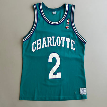 Large 90s Charlotte Hornets Larry Johnson Jersey