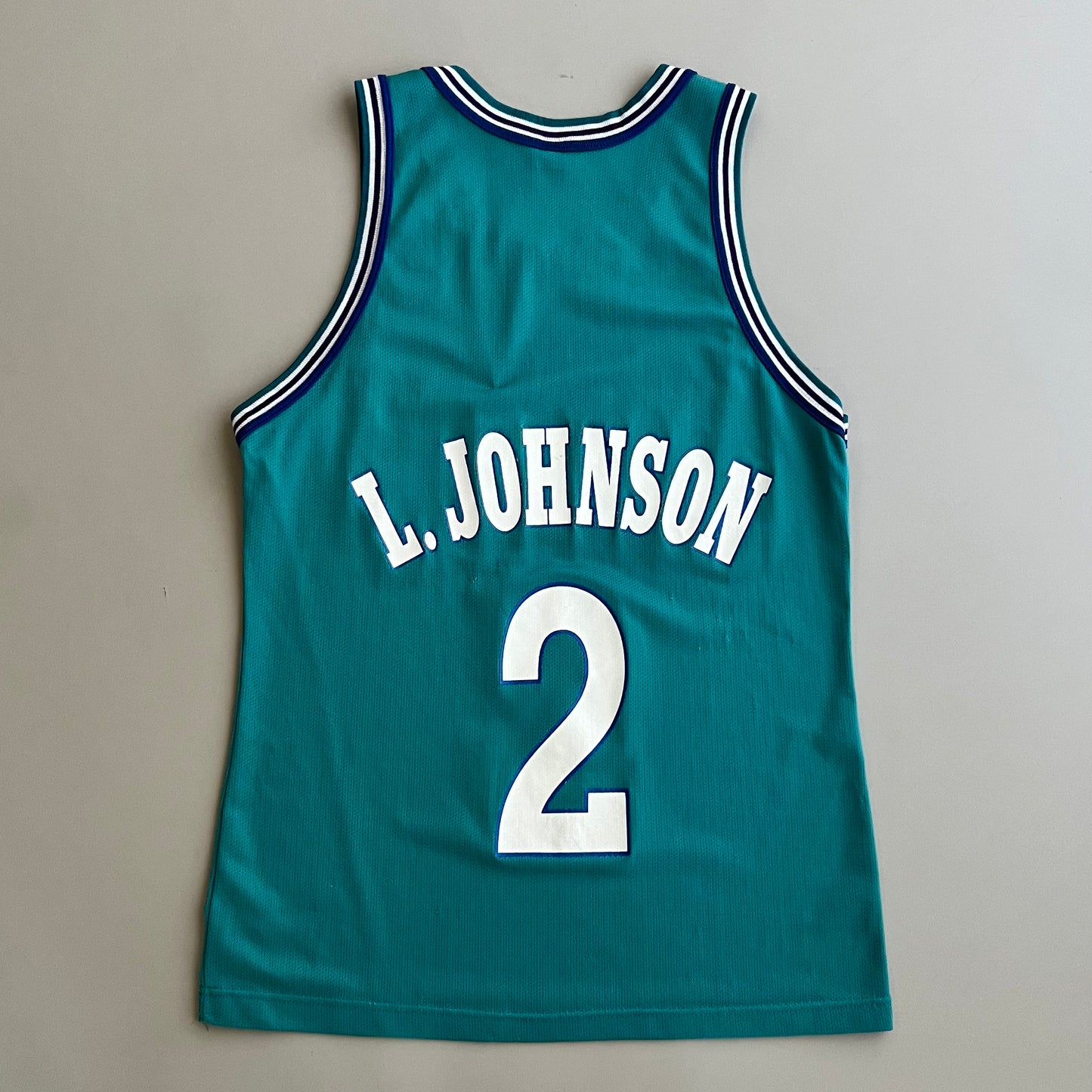 Large 90s Charlotte Hornets Larry Johnson Jersey