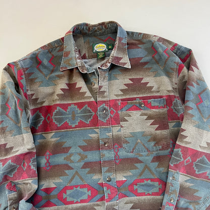 Large Cabela's Aztec Button Shirt
