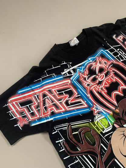 XL 1995 Loony Tunes Taz Motel AOP T-shirt