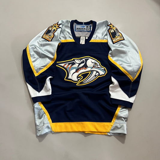 XXL 1990s Nashville Predators Bauer Fight Strap Hockey Jersey