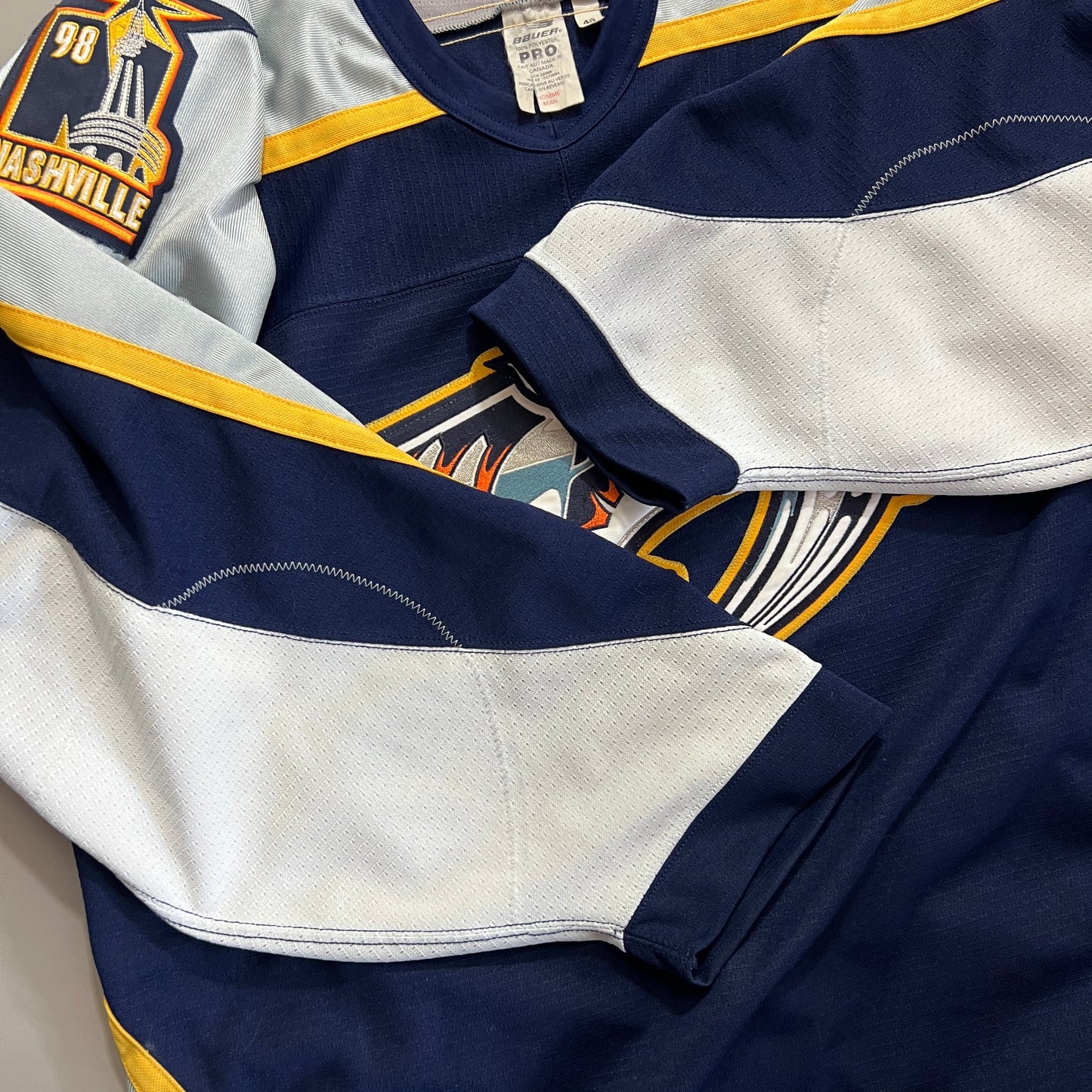 XXL 1990s Nashville Predators Bauer Fight Strap Hockey Jersey