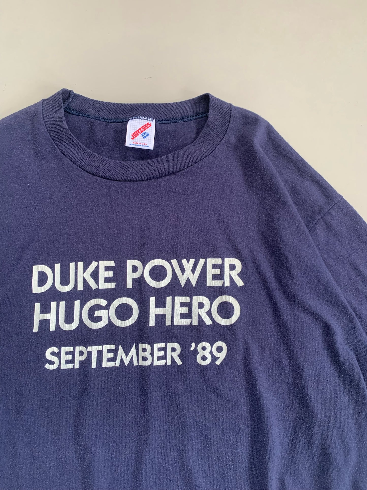XXL 1989 Hurricane Hugo Duke Power Hero T-shirt