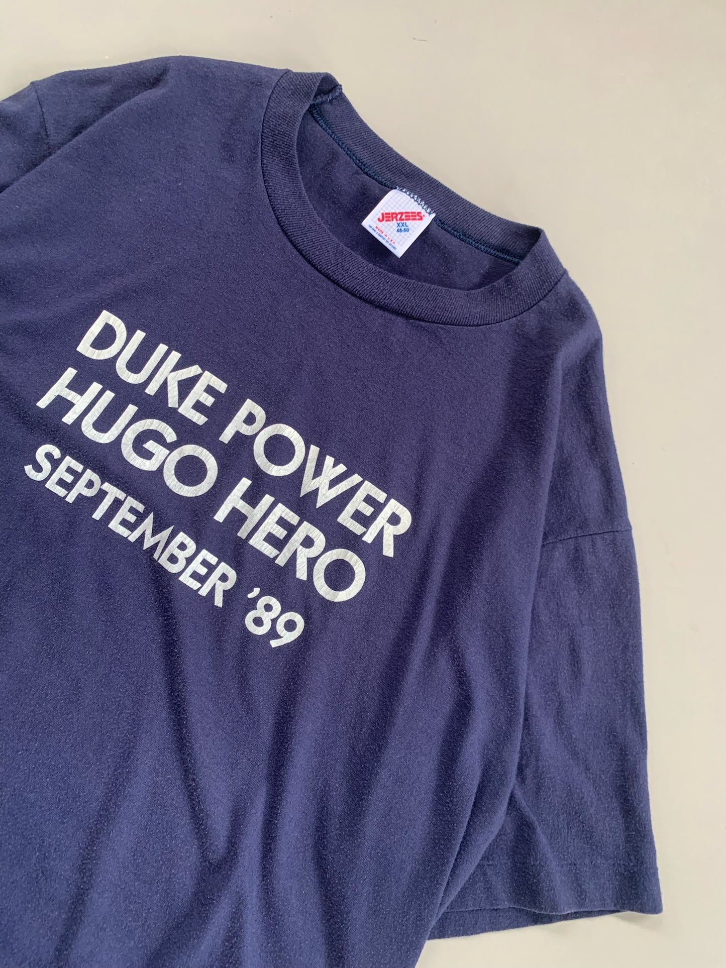 XXL 1989 Hurricane Hugo Duke Power Hero T-shirt