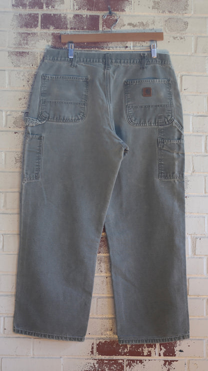 34x28 Distressed Olive Carhartt Pants