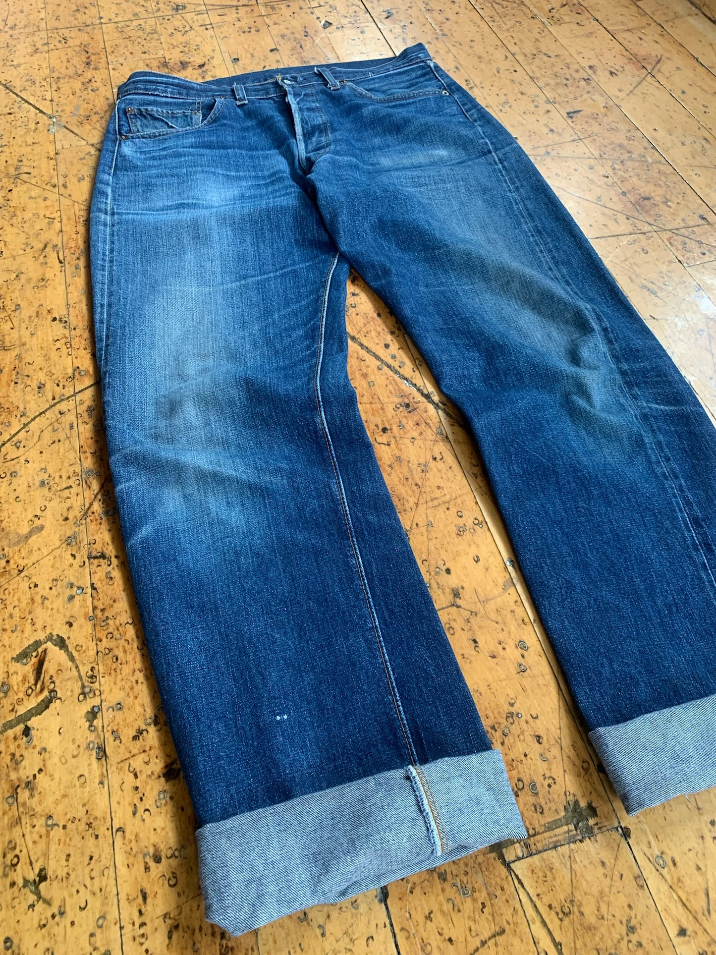 35x34 1970s Worn Levi's 501 Selvedge Denim Jeans
