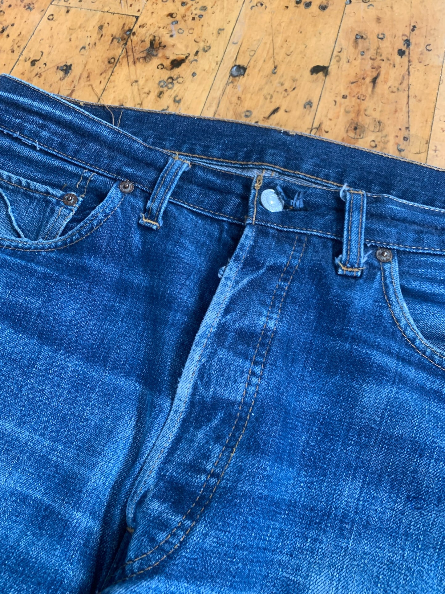 35x34 1970s Worn Levi's 501 Selvedge Denim Jeans