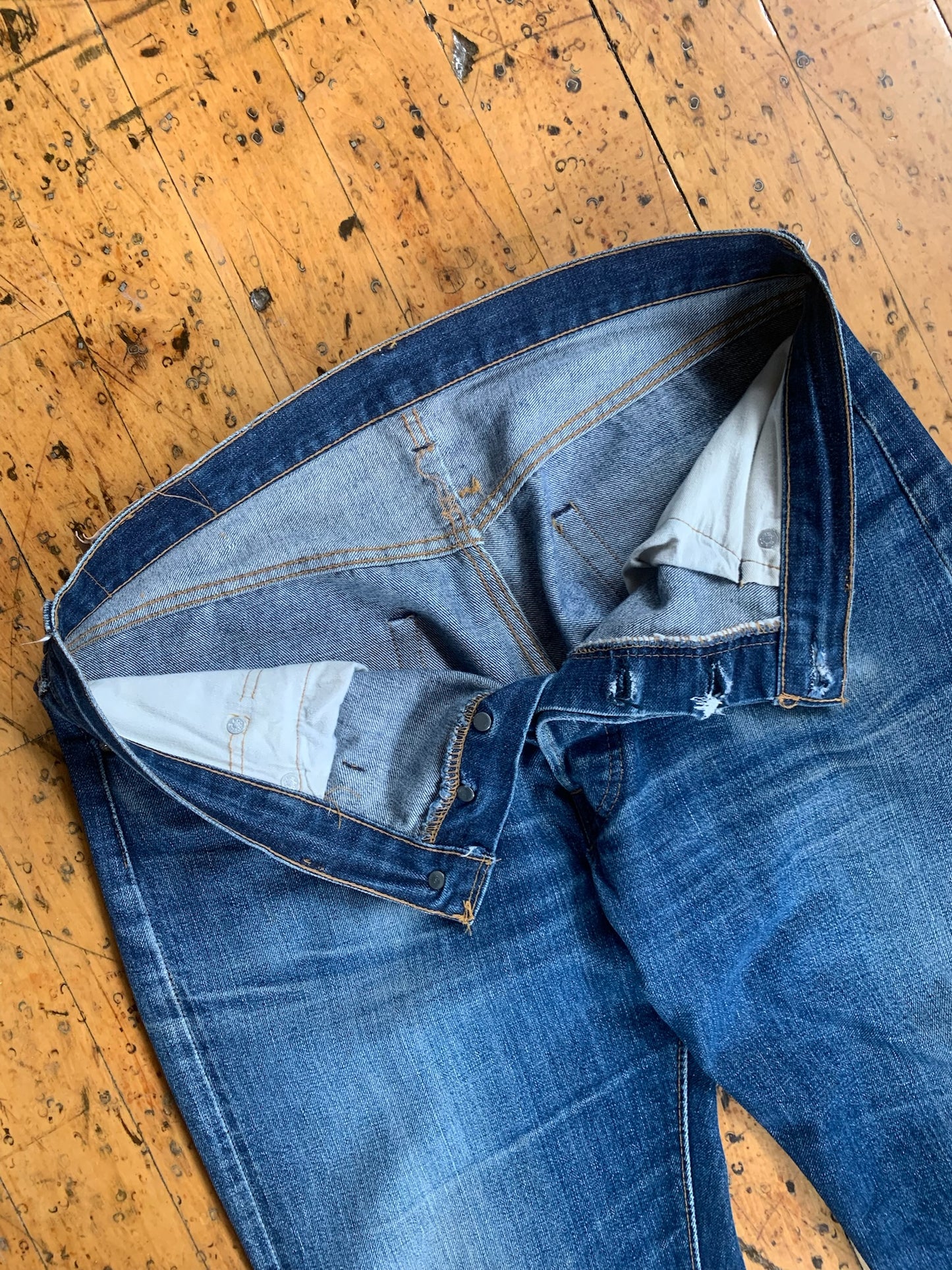 35x34 1970s Worn Levi's 501 Selvedge Denim Jeans