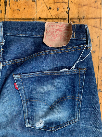 35x34 1970s Worn Levi's 501 Selvedge Denim Jeans