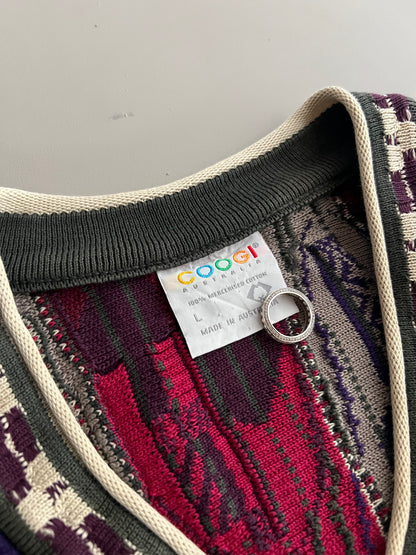 Large 90s Purple Coogi Textured Knit Sweater