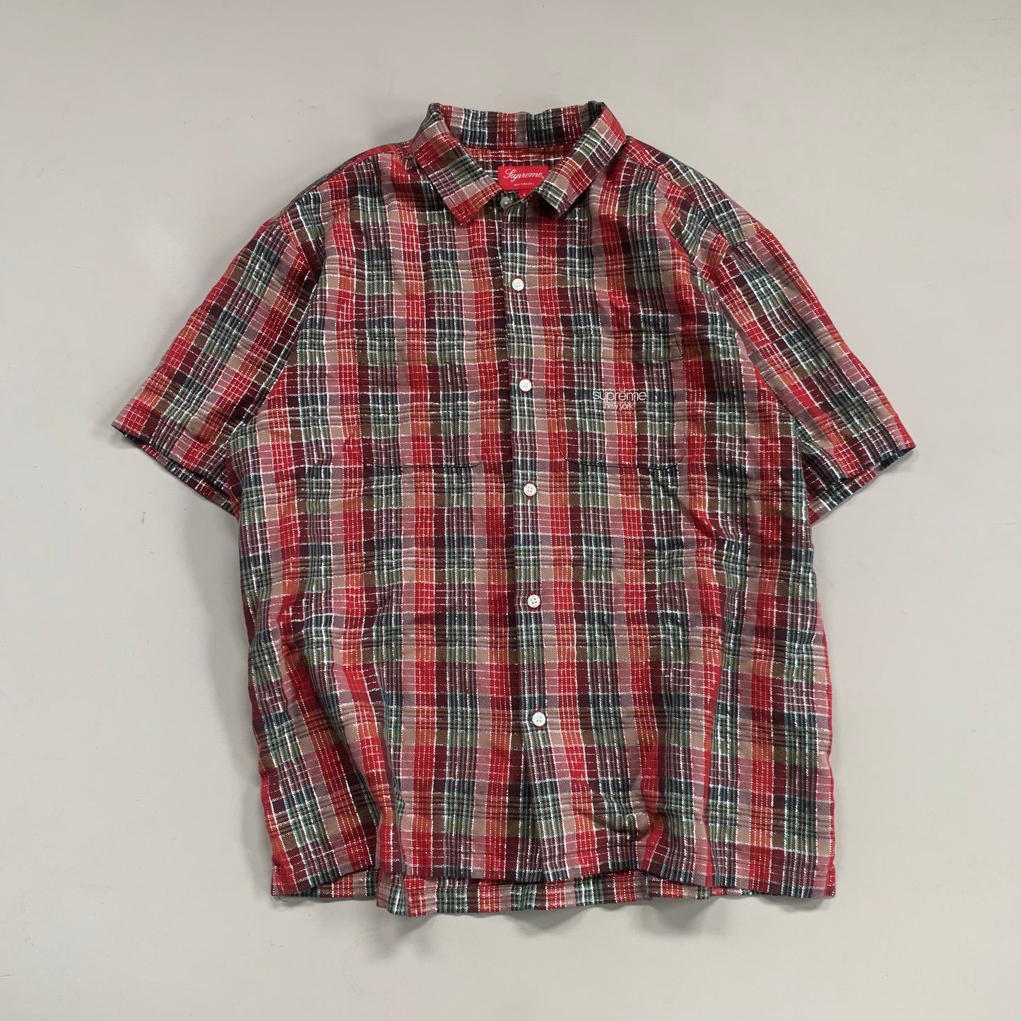 Large Supreme Metallic Plaid Button Shirt