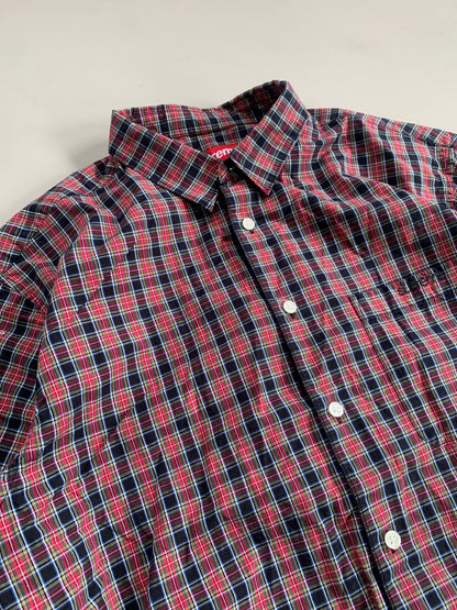Large Supreme Red Mini Plaid Button Shirt